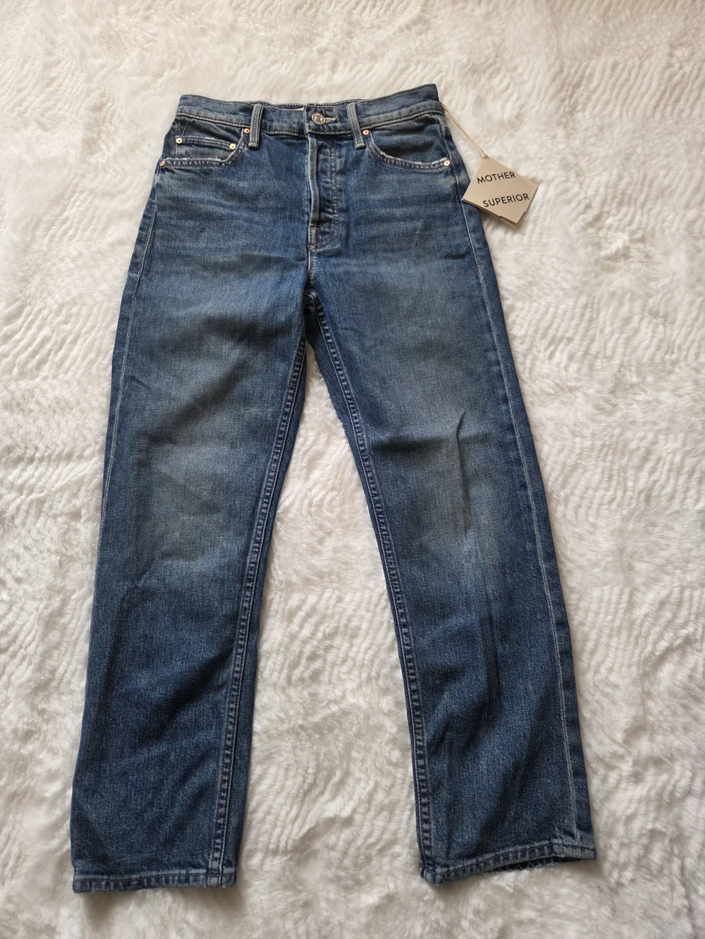 Mother Superior Blue Straight-Leg Men’s Jeans - Picture 1 of 10